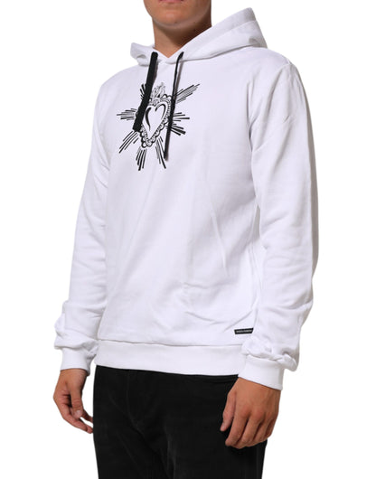 Dolce &amp; Gabbana – Weißes Sweatshirt mit Kapuze „Sacred Heart“