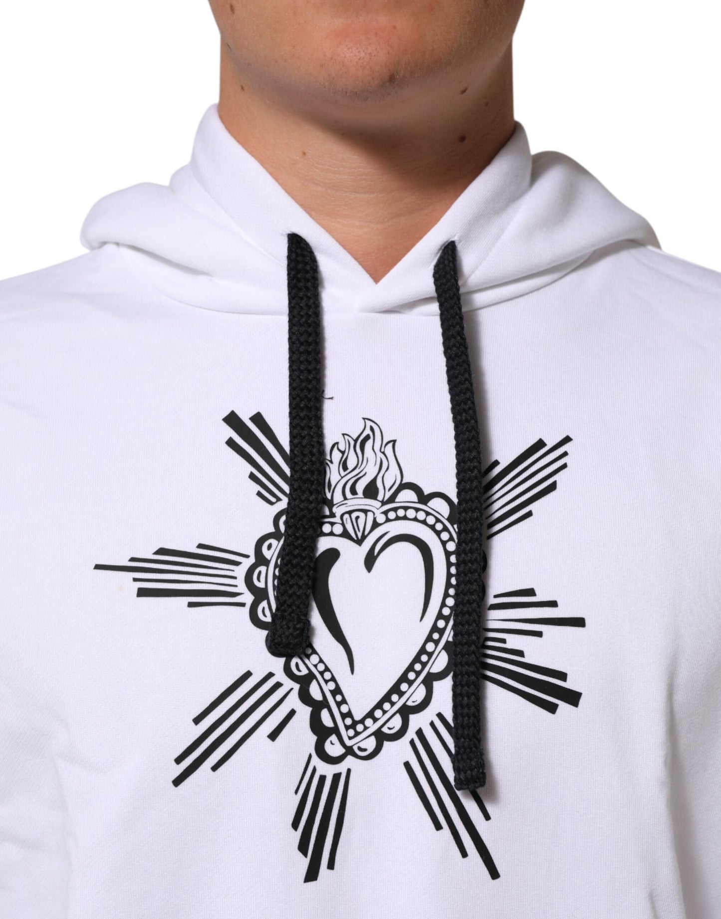 Dolce &amp; Gabbana – Weißes Sweatshirt mit Kapuze „Sacred Heart“