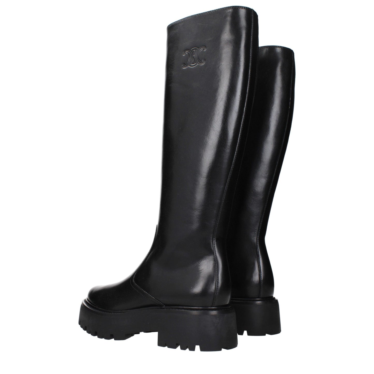 Schwarze Lederstiefeletten von Celine