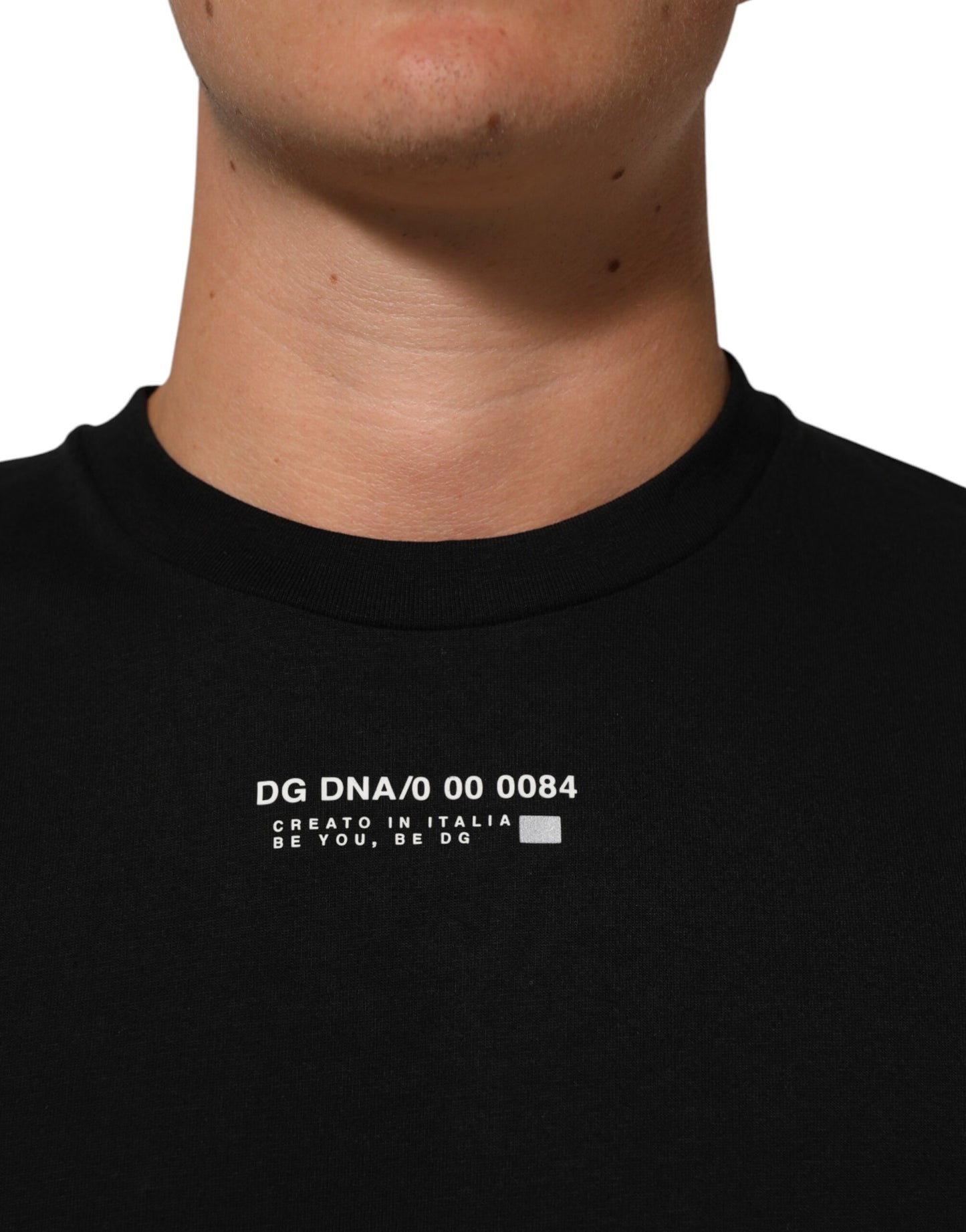 Dolce &amp; Gabbana Schwarzes Statement-T-Shirt aus Baumwolle mit Rundhalsausschnitt für Herren