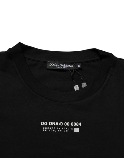 Dolce &amp; Gabbana Schwarzes Statement-T-Shirt aus Baumwolle mit Rundhalsausschnitt für Herren