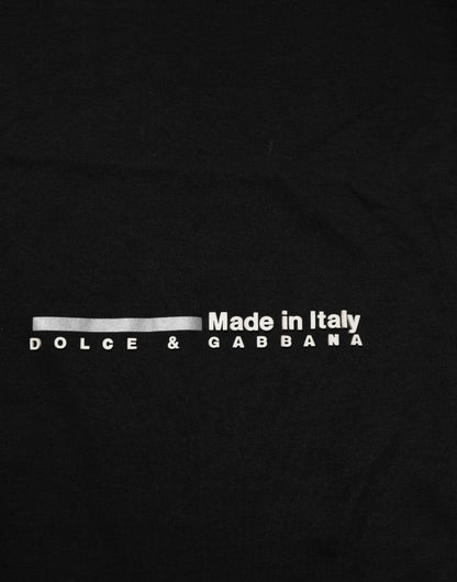 Dolce &amp; Gabbana Schwarzes Statement-T-Shirt aus Baumwolle mit Rundhalsausschnitt für Herren