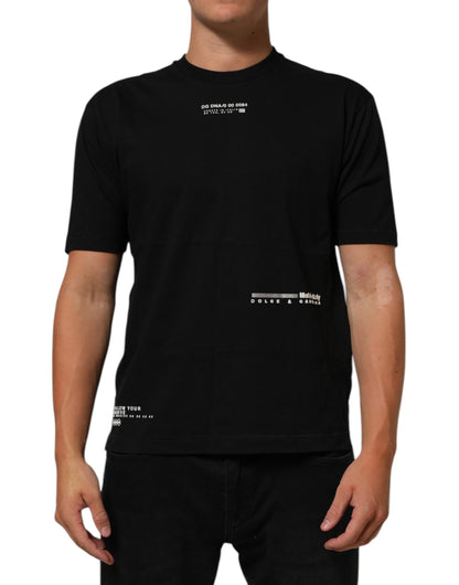 Dolce &amp; Gabbana Schwarzes Statement-T-Shirt aus Baumwolle mit Rundhalsausschnitt für Herren