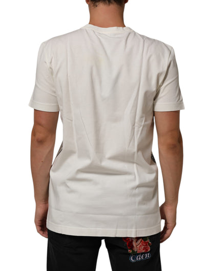 Dolce &amp; Gabbana – Weißes Baumwoll-T-Shirt mit Bandana-Logo-Print für Herren