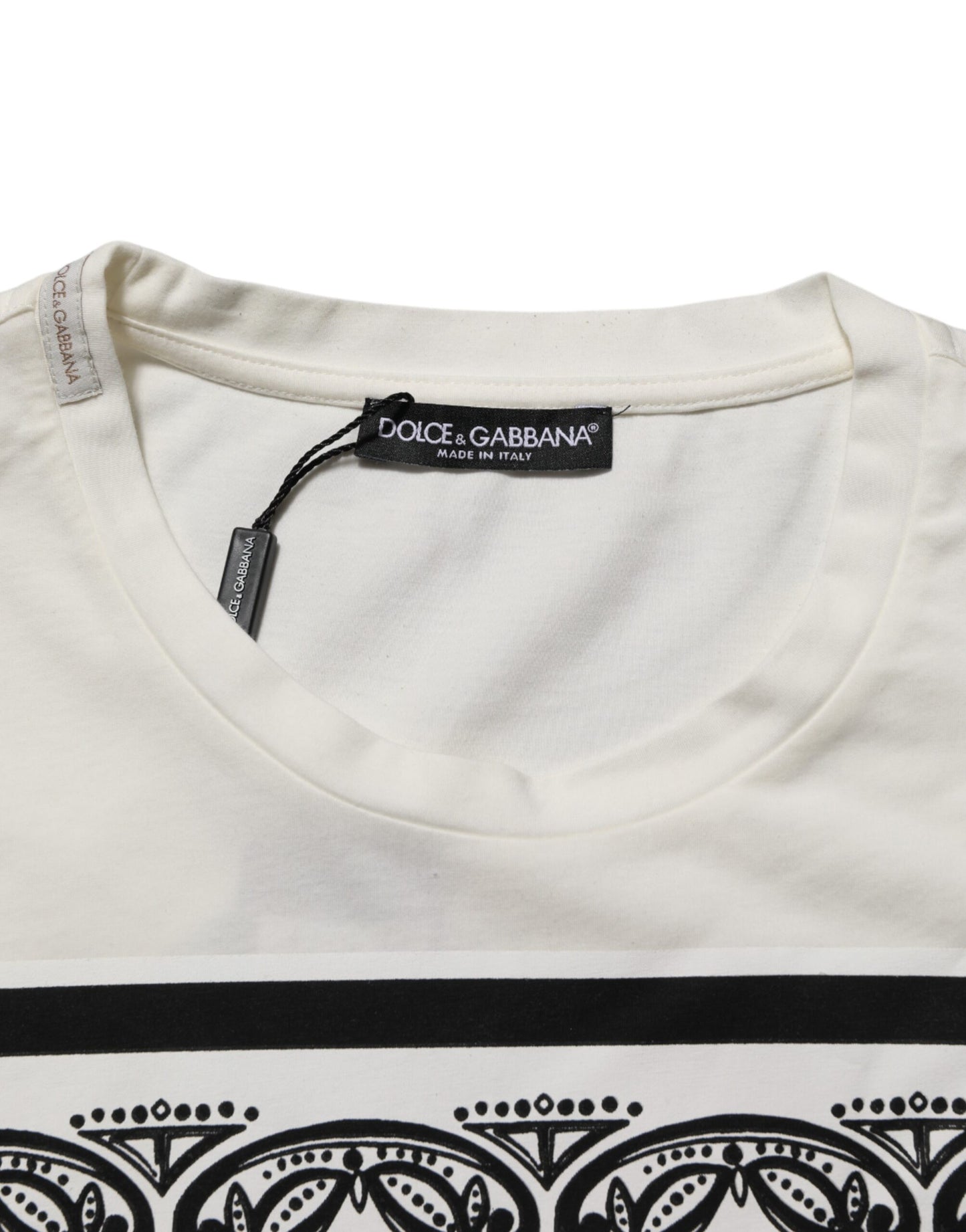 Dolce &amp; Gabbana – Weißes Baumwoll-T-Shirt mit Bandana-Logo-Print für Herren