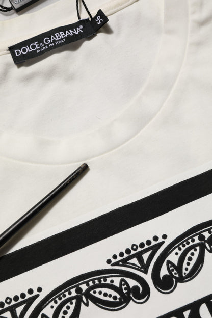 Dolce &amp; Gabbana – Weißes Baumwoll-T-Shirt mit Bandana-Logo-Print für Herren
