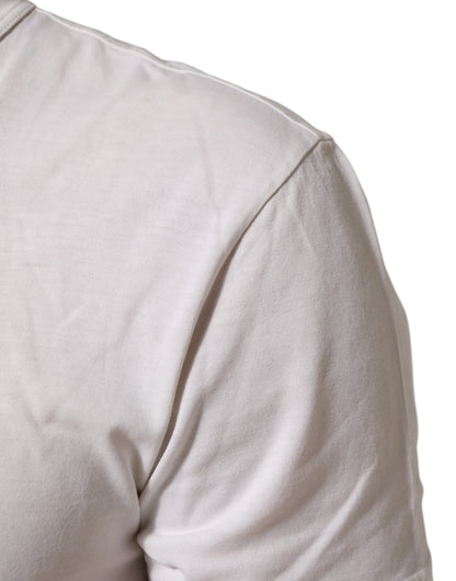 Dolce &amp; Gabbana – Weißes Herren-T-Shirt aus Baumwolle mit Rundhalsausschnitt und Logodruck