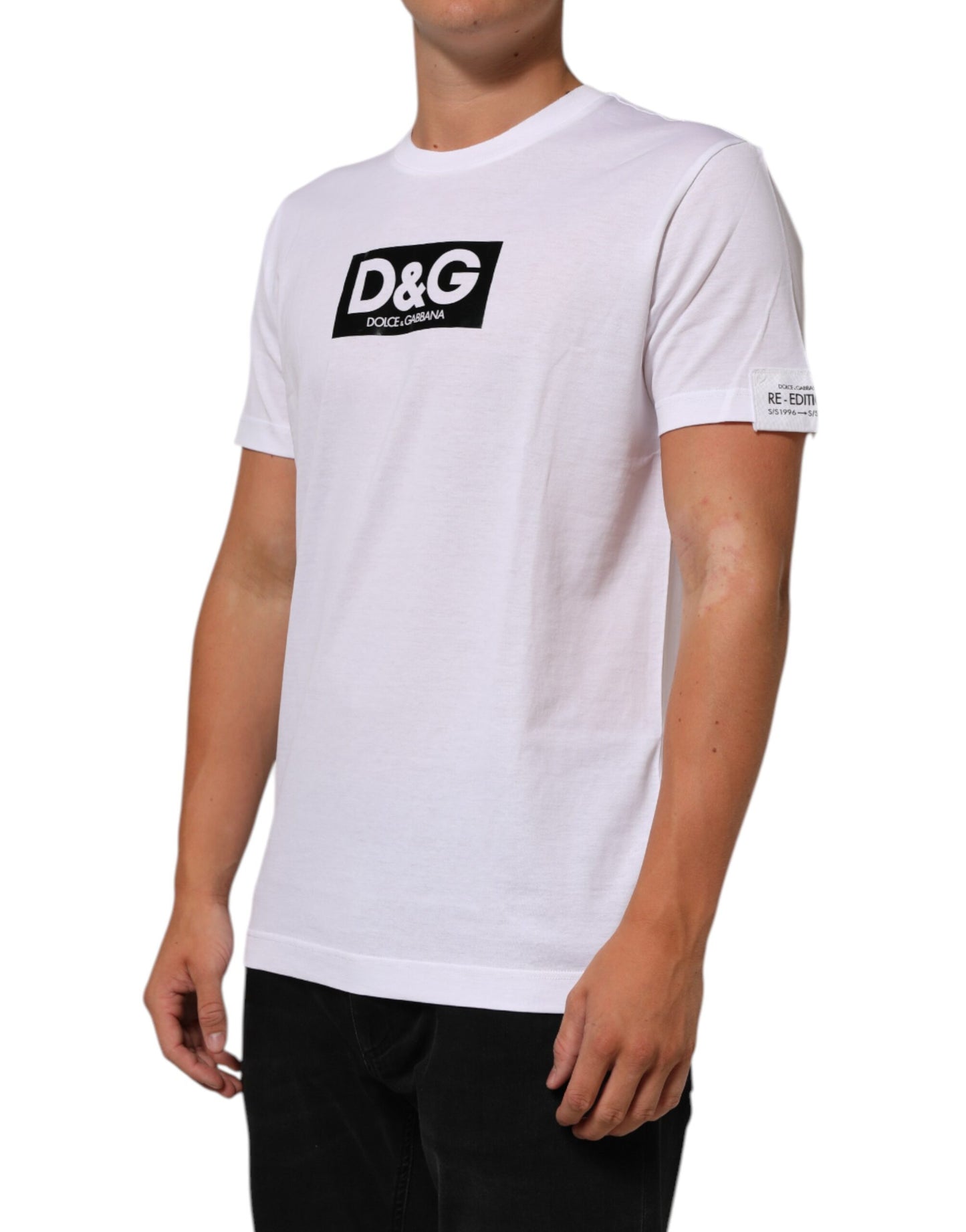 Dolce &amp; Gabbana – Weißes Baumwoll-T-Shirt mit Rundhalsausschnitt und Logo-Print