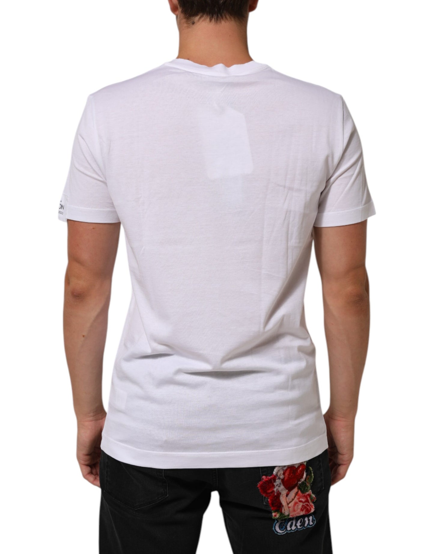 Dolce &amp; Gabbana – Weißes Baumwoll-T-Shirt mit Rundhalsausschnitt und Logo-Print
