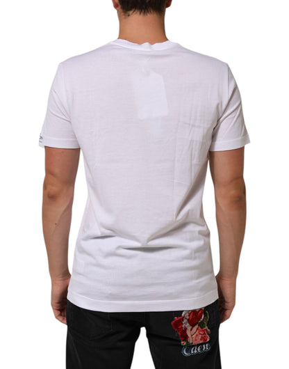 Dolce &amp; Gabbana – Weißes Baumwoll-T-Shirt mit Rundhalsausschnitt und Logo-Print