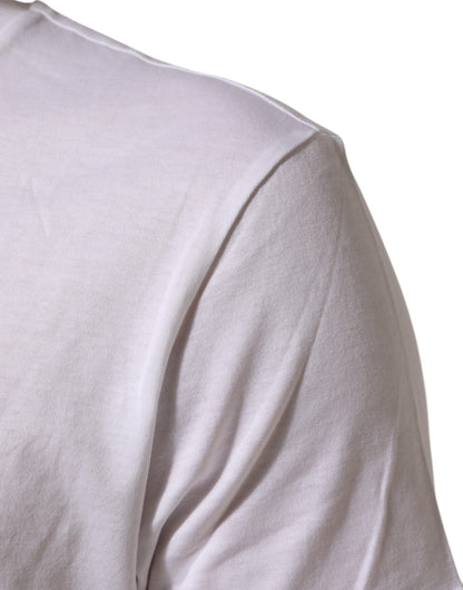 Dolce &amp; Gabbana – Weißes Baumwoll-T-Shirt mit Rundhalsausschnitt und Logo-Print