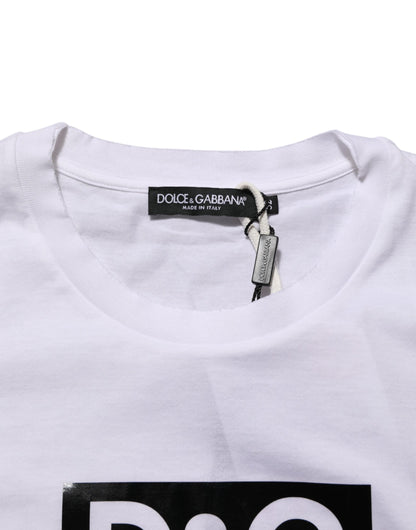 Dolce &amp; Gabbana – Weißes Baumwoll-T-Shirt mit Rundhalsausschnitt und Logo-Print