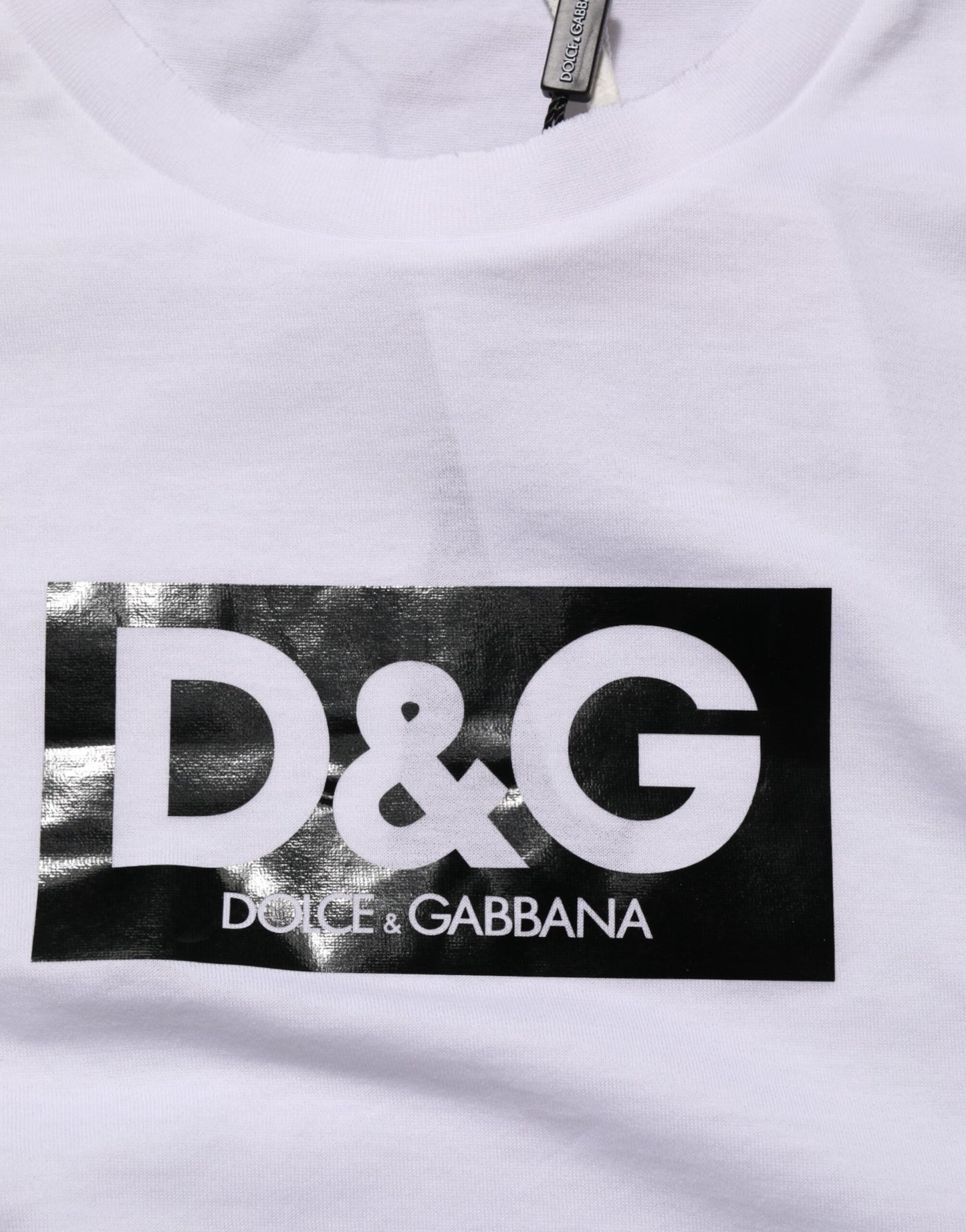 Dolce &amp; Gabbana – Weißes Baumwoll-T-Shirt mit Rundhalsausschnitt und Logo-Print