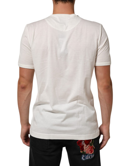 Dolce &amp; Gabbana – Weißes Goodluck 2020-T-Shirt aus Baumwolle mit Rundhalsausschnitt