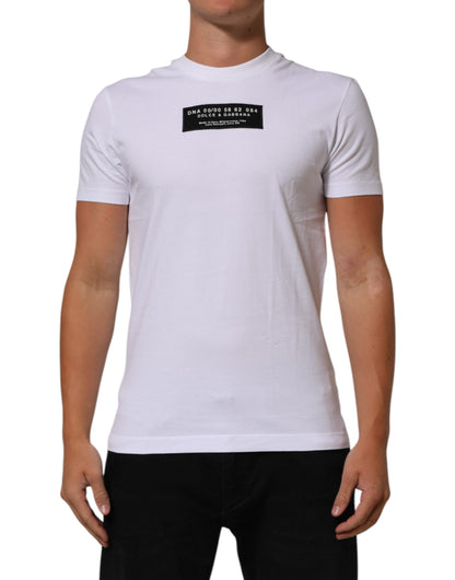 Dolce &amp; Gabbana – Weißes Herren-T-Shirt mit Rundhalsausschnitt und Logo-Print aus Baumwolle