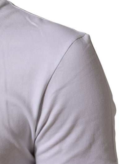 Dolce &amp; Gabbana – Weißes Herren-T-Shirt mit Rundhalsausschnitt und Logo-Print aus Baumwolle