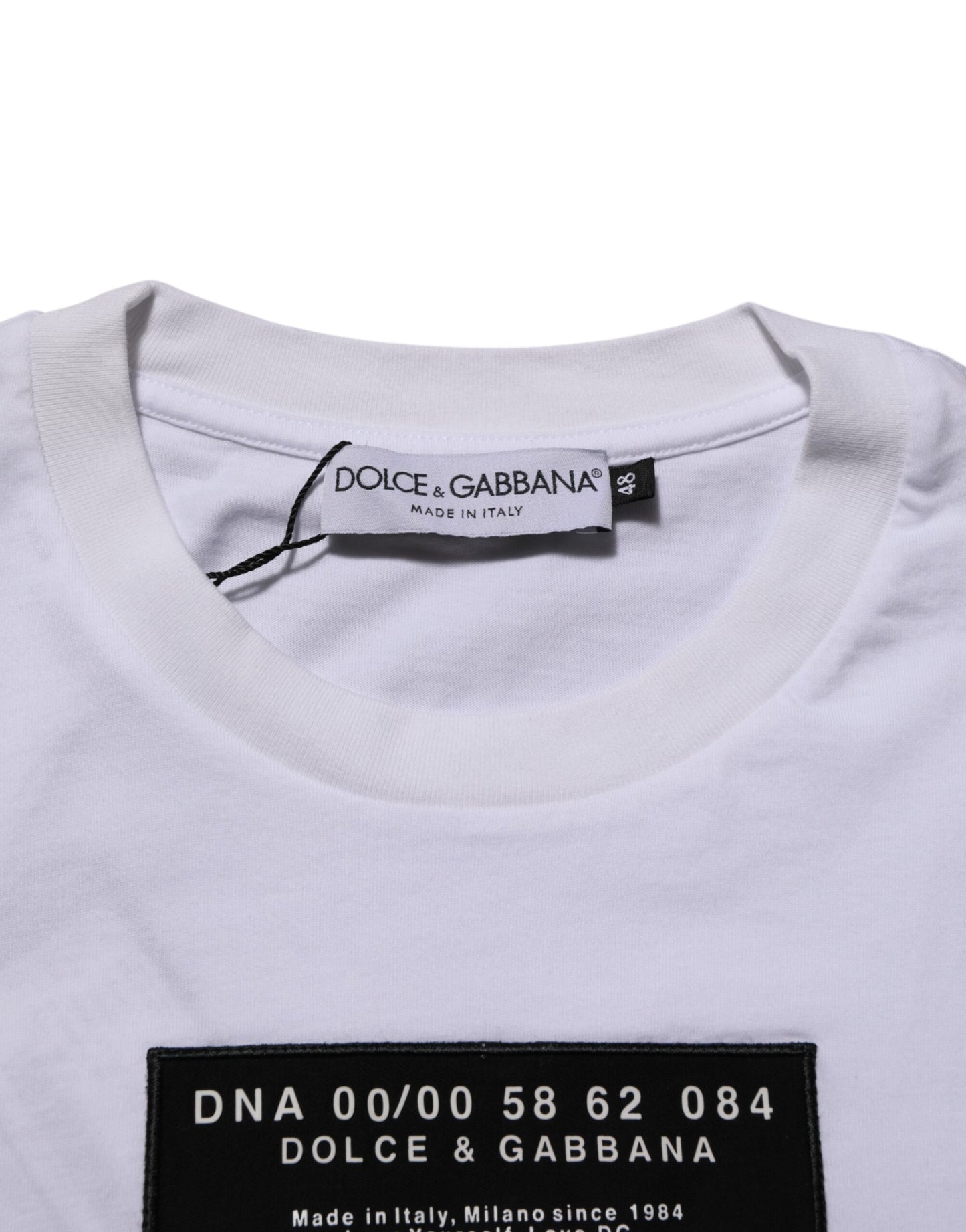 Dolce &amp; Gabbana – Weißes Herren-T-Shirt mit Rundhalsausschnitt und Logo-Print aus Baumwolle