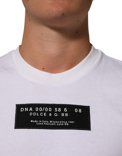 Dolce &amp; Gabbana – Weißes Herren-T-Shirt mit Rundhalsausschnitt und Logo-Print aus Baumwolle