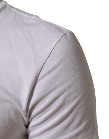 Dolce &amp; Gabbana – Weißes Herren-T-Shirt mit Rundhalsausschnitt und Logo-Print aus Baumwolle