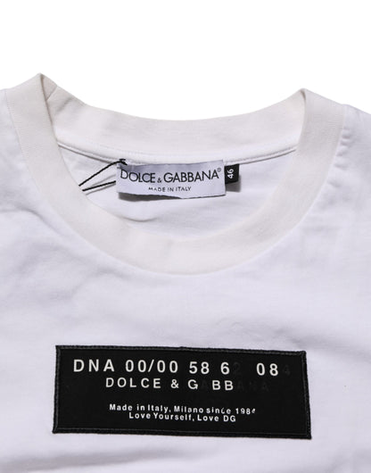 Dolce &amp; Gabbana – Weißes Herren-T-Shirt mit Rundhalsausschnitt und Logo-Print aus Baumwolle