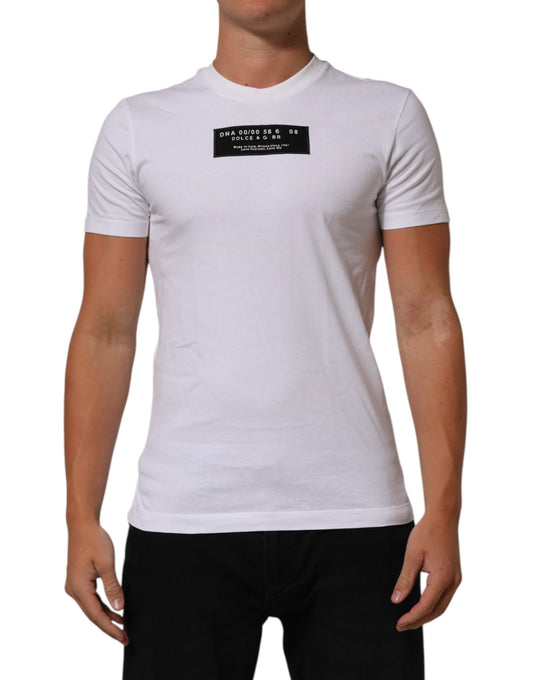 Dolce &amp; Gabbana – Weißes Herren-T-Shirt mit Rundhalsausschnitt und Logo-Print aus Baumwolle