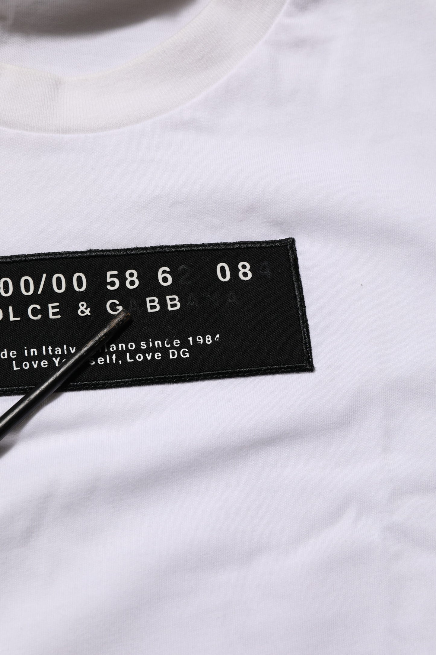 Dolce &amp; Gabbana – Weißes Herren-T-Shirt mit Rundhalsausschnitt und Logo-Print aus Baumwolle