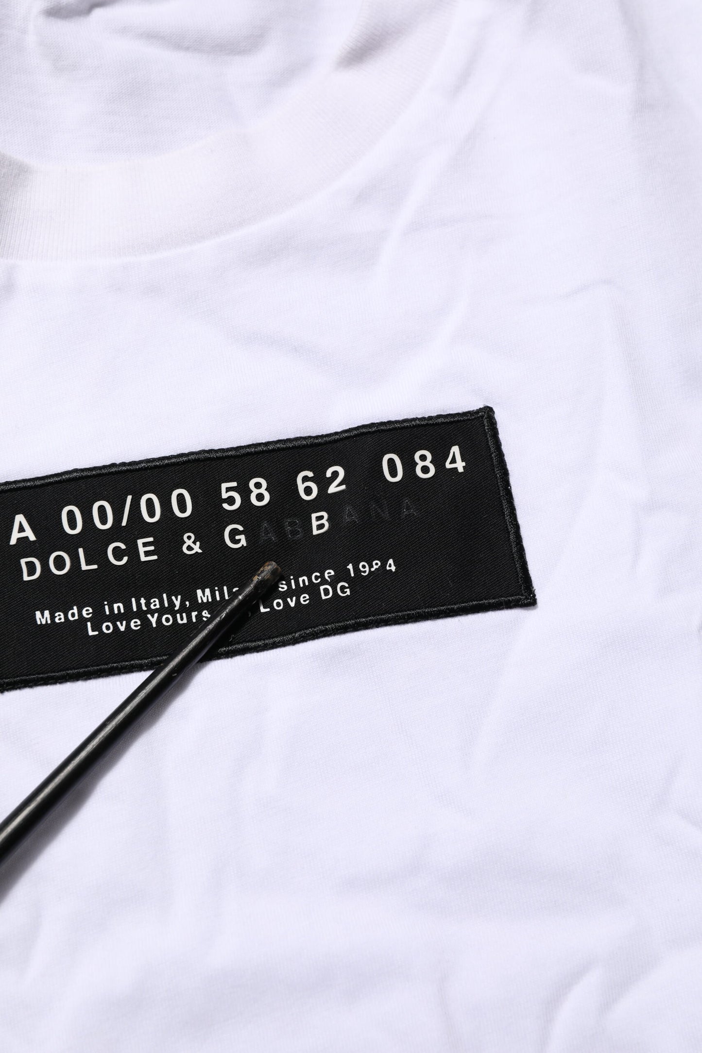 Dolce &amp; Gabbana – Weißes Herren-T-Shirt mit Rundhalsausschnitt und Logo-Print aus Baumwolle