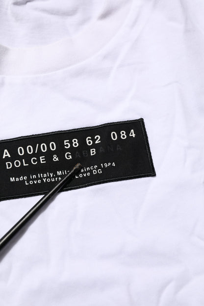 Dolce &amp; Gabbana – Weißes Herren-T-Shirt mit Rundhalsausschnitt und Logo-Print aus Baumwolle