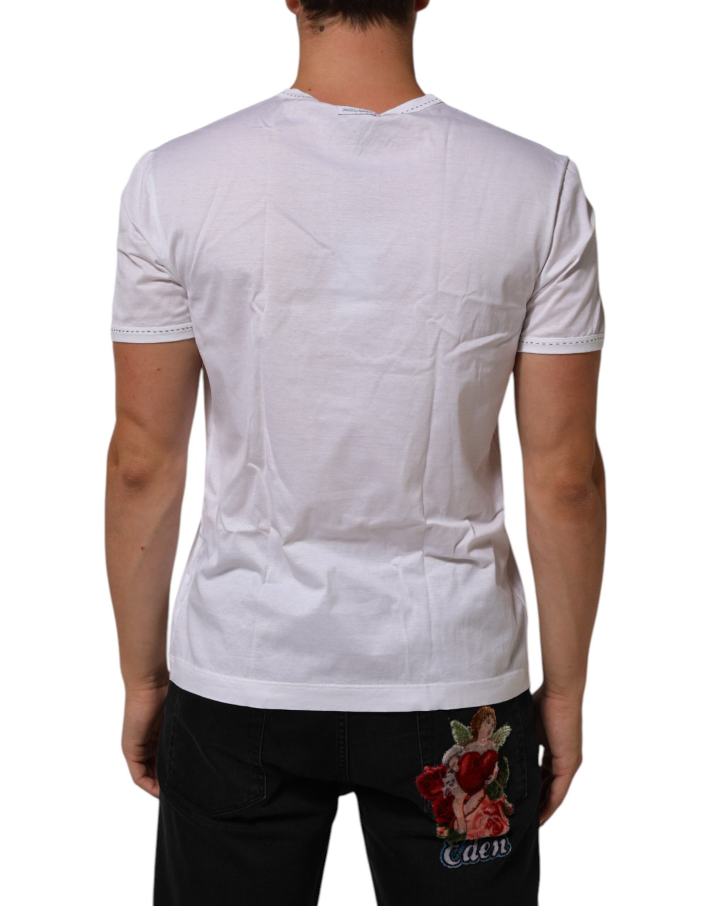 Dolce &amp; Gabbana – Weißes Unterwäsche-T-Shirt aus Baumwolle mit Rundhalsausschnitt