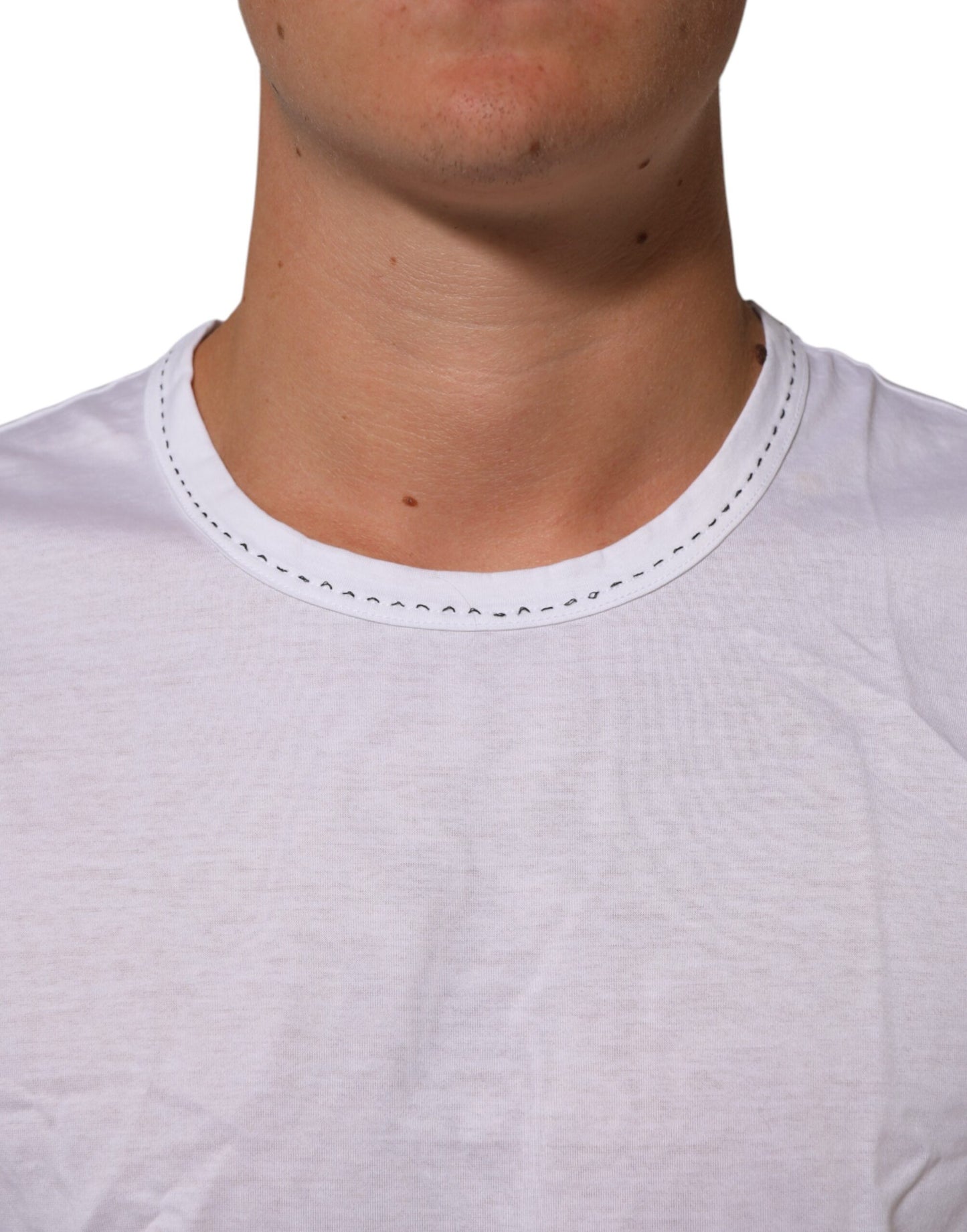 Dolce &amp; Gabbana – Weißes Unterwäsche-T-Shirt aus Baumwolle mit Rundhalsausschnitt