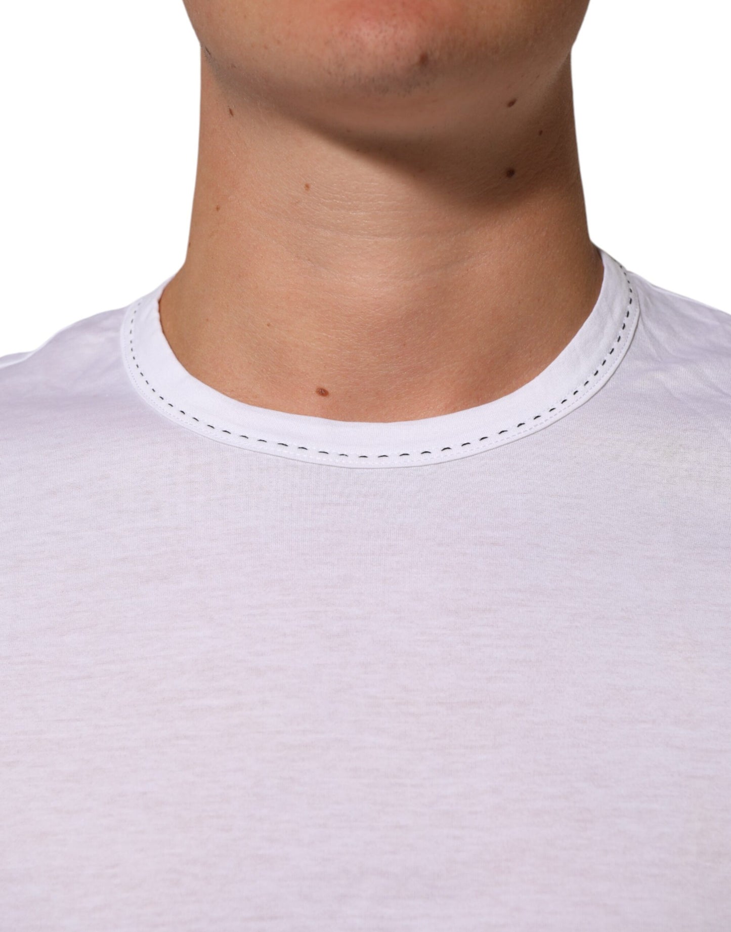 Dolce &amp; Gabbana – Weißes Unterwäsche-T-Shirt aus Baumwolle mit Rundhalsausschnitt