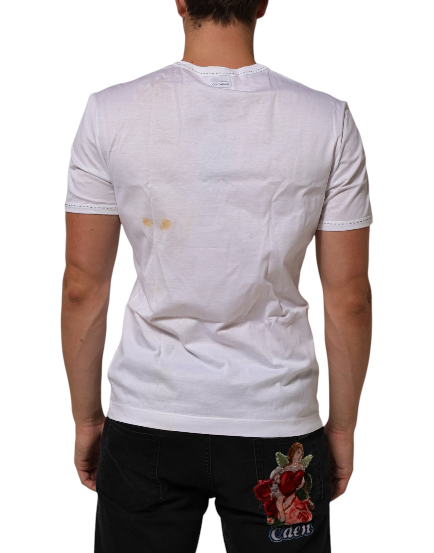 Dolce &amp; Gabbana – Weißes Unterwäsche-T-Shirt aus Baumwolle mit Rundhalsausschnitt