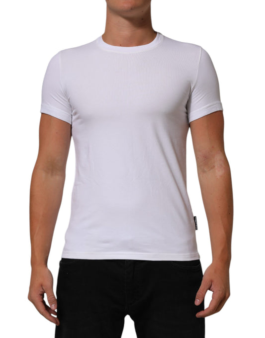 Dolce &amp; Gabbana – Weißes Unterwäsche-T-Shirt aus Baumwolle mit Rundhalsausschnitt