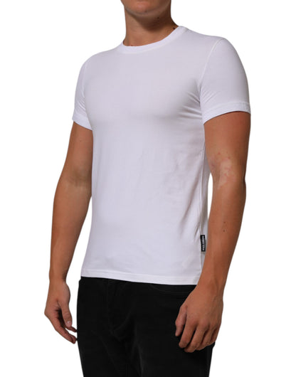 Dolce &amp; Gabbana – Weißes Unterwäsche-T-Shirt aus Baumwolle mit Rundhalsausschnitt