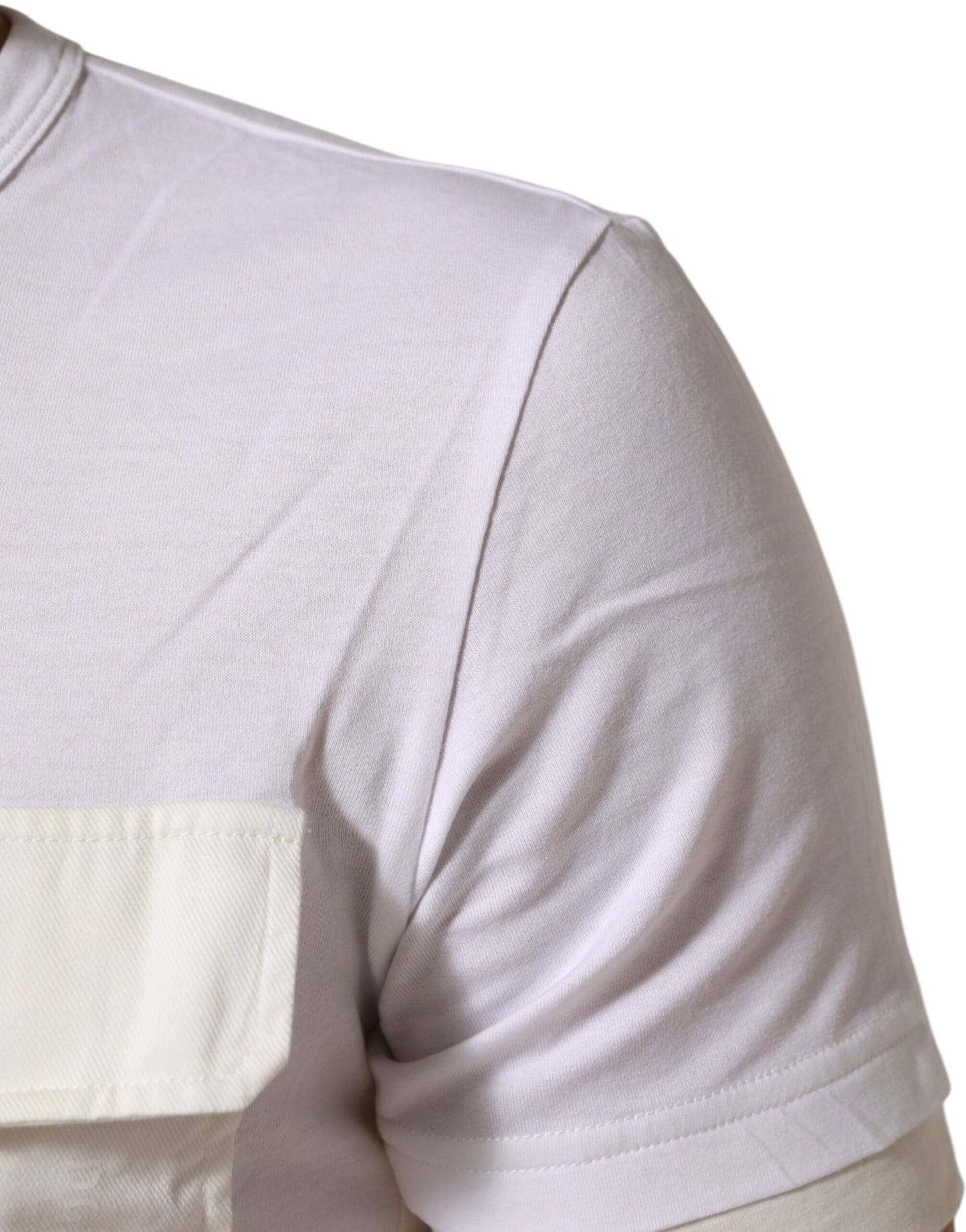 Dolce &amp; Gabbana Weißes Baumwoll-T-Shirt mit Rundhalsausschnitt und Tasche für Herren