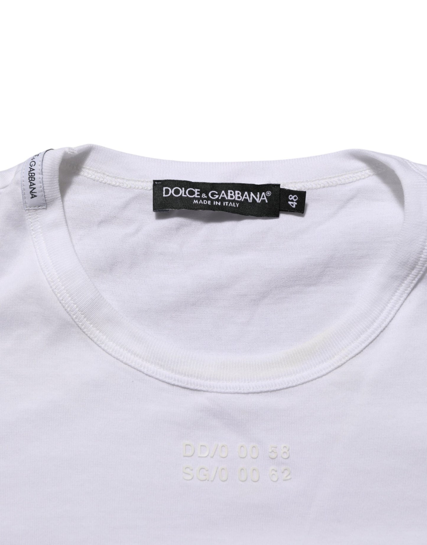 Dolce &amp; Gabbana Weißes Baumwoll-T-Shirt mit Rundhalsausschnitt und Tasche für Herren