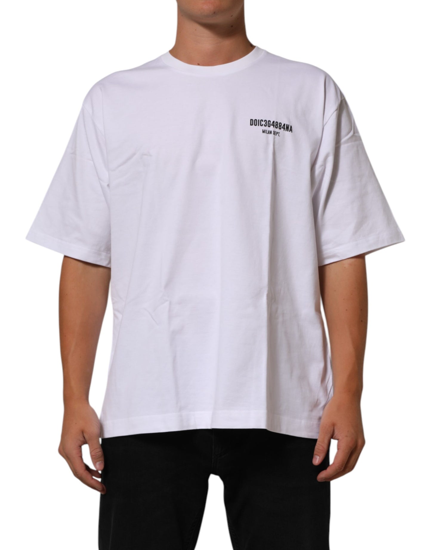 Dolce &amp; Gabbana – Weißes Baumwoll-T-Shirt mit Rundhalsausschnitt und Logo-Print