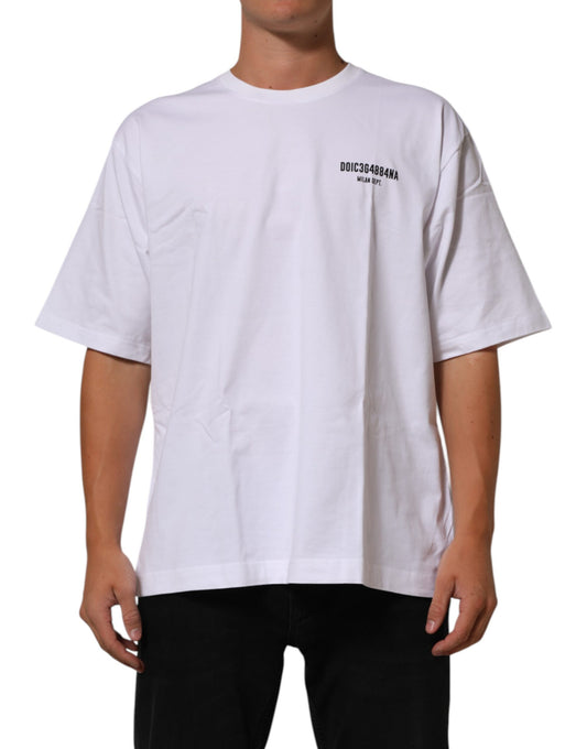 Dolce &amp; Gabbana – Weißes Baumwoll-T-Shirt mit Rundhalsausschnitt und Logo-Print