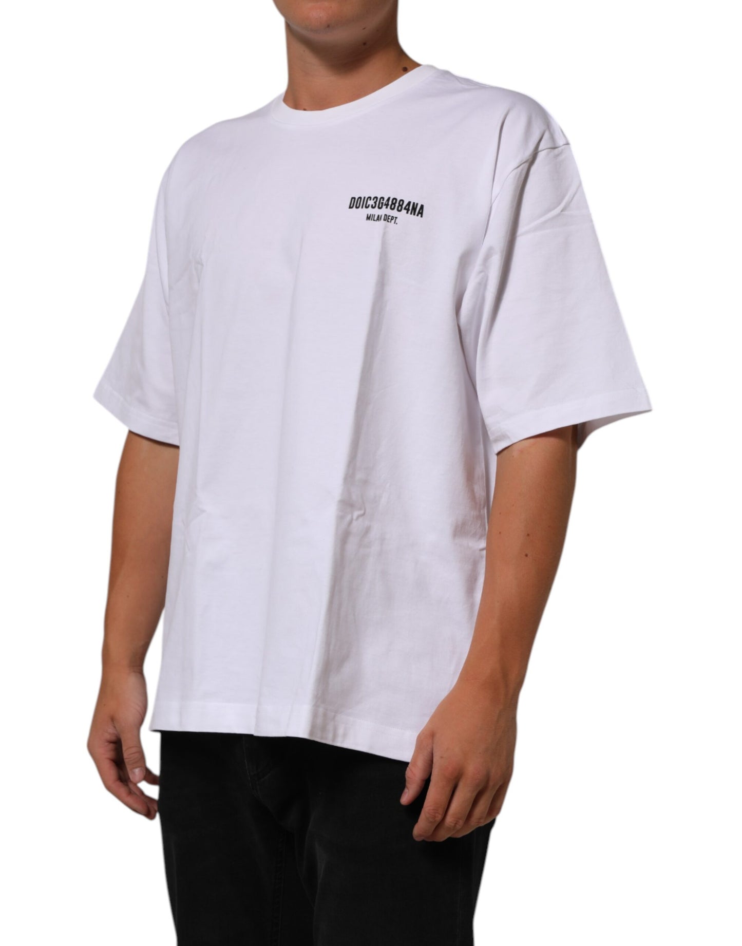 Dolce &amp; Gabbana – Weißes Baumwoll-T-Shirt mit Rundhalsausschnitt und Logo-Print