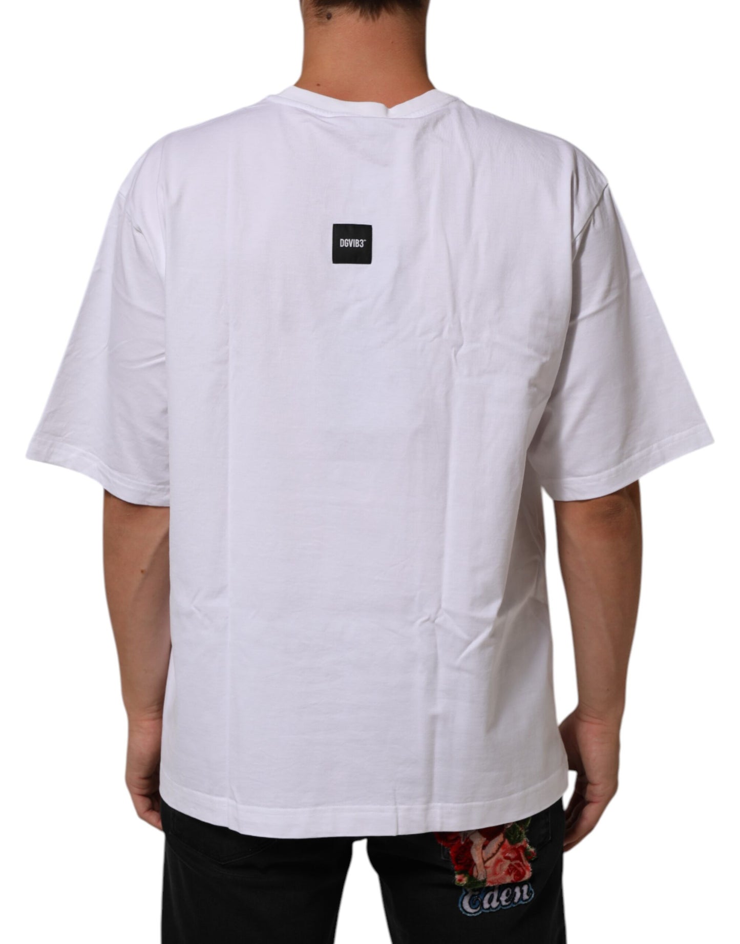 Dolce &amp; Gabbana – Weißes Baumwoll-T-Shirt mit Rundhalsausschnitt und Logo-Print