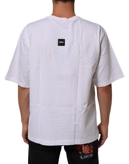 Dolce &amp; Gabbana – Weißes Baumwoll-T-Shirt mit Rundhalsausschnitt und Logo-Print