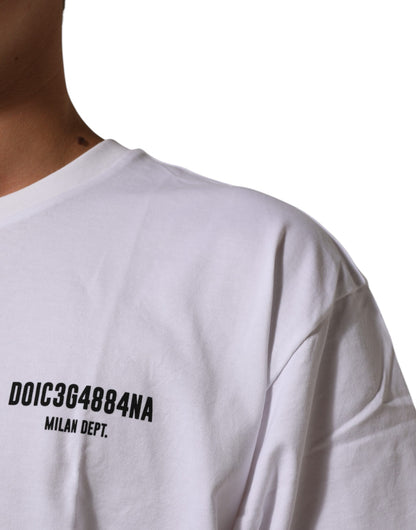 Dolce &amp; Gabbana – Weißes Baumwoll-T-Shirt mit Rundhalsausschnitt und Logo-Print