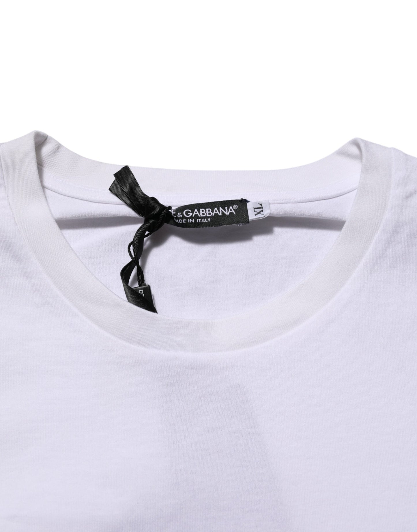 Dolce &amp; Gabbana – Weißes Baumwoll-T-Shirt mit Rundhalsausschnitt und Logo-Print
