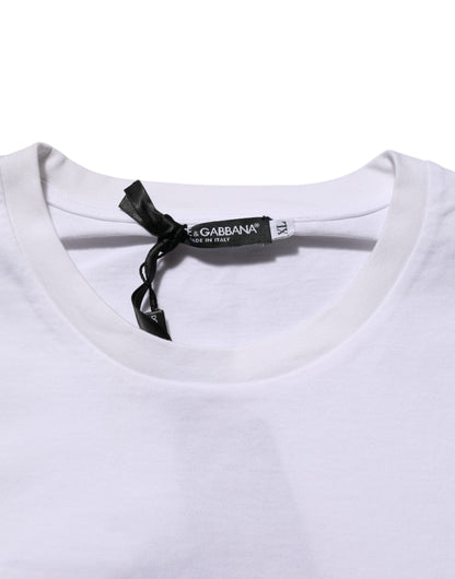 Dolce &amp; Gabbana – Weißes Baumwoll-T-Shirt mit Rundhalsausschnitt und Logo-Print