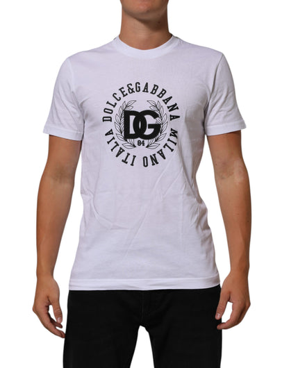 Dolce &amp; Gabbana – Weißes Baumwoll-T-Shirt mit Rundhalsausschnitt und Logo-Print