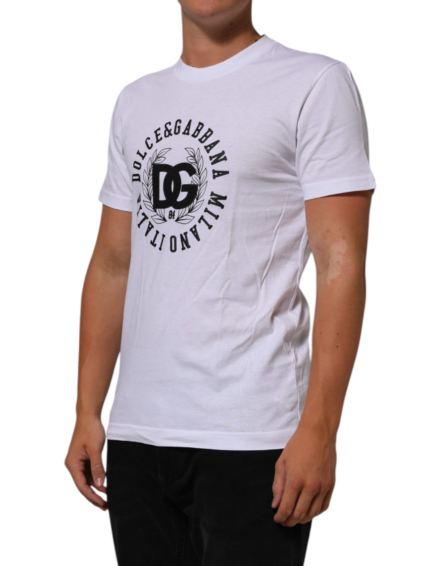 Dolce &amp; Gabbana – Weißes Baumwoll-T-Shirt mit Rundhalsausschnitt und Logo-Print
