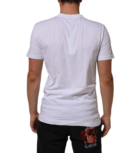 Dolce &amp; Gabbana – Weißes Baumwoll-T-Shirt mit Rundhalsausschnitt und Logo-Print