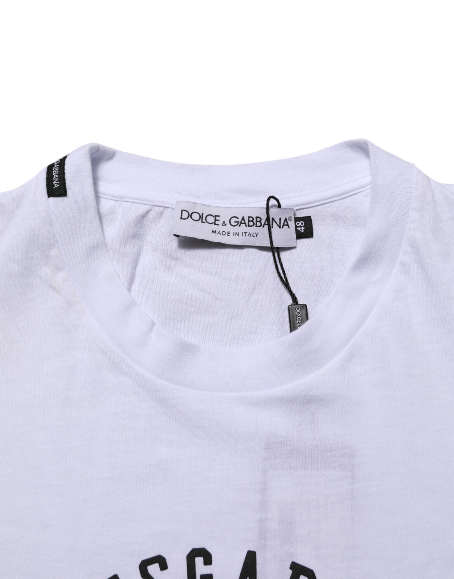 Dolce &amp; Gabbana – Weißes Baumwoll-T-Shirt mit Rundhalsausschnitt und Logo-Print