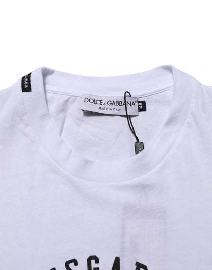 Dolce &amp; Gabbana – Weißes Baumwoll-T-Shirt mit Rundhalsausschnitt und Logo-Print