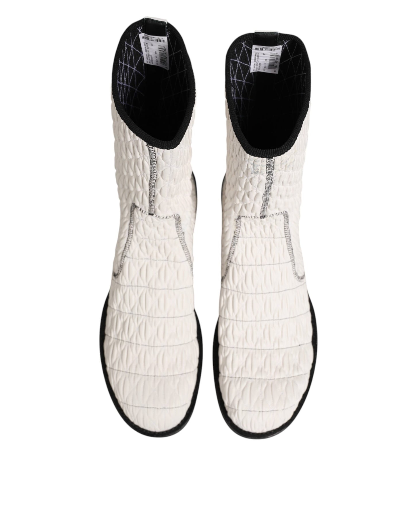 Dolce &amp; Gabbana – Wadenhohe Stiefel aus weißem Lammleder